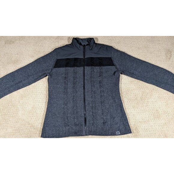 KJUS Women's XL Vail Jacket Full Zip Cable Knit Merino Wool Blend Athletic Black - Picture 5 of 11